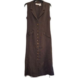 A Vintage Worthington Women's Maxi Dress Herringbone Sleeveless Academia Size 14